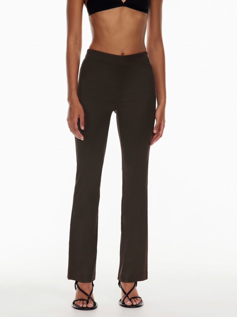 Ten by Babaton Espresso Satin Straight-Leg Pants